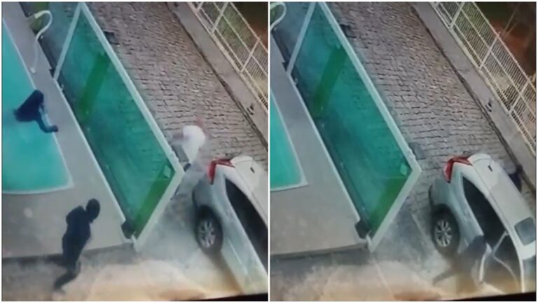 Ladrão empurrado na piscina após luta corporal com vítima rendida fugiu com carro roubado em SC ladrao-empurrado-na-piscina-apos-luta-corporal-com-vitima-rendida-fugiu-com-carro-roubado-em-sc