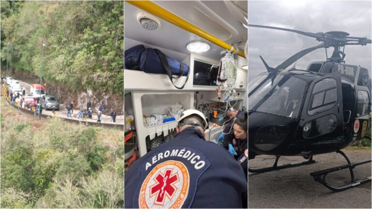 ciclista-bate-em-caminhao-na-serra-do-rio-do-rastro,-se-fere-e-recebe-transfusao-de-sangue-no-local;-video