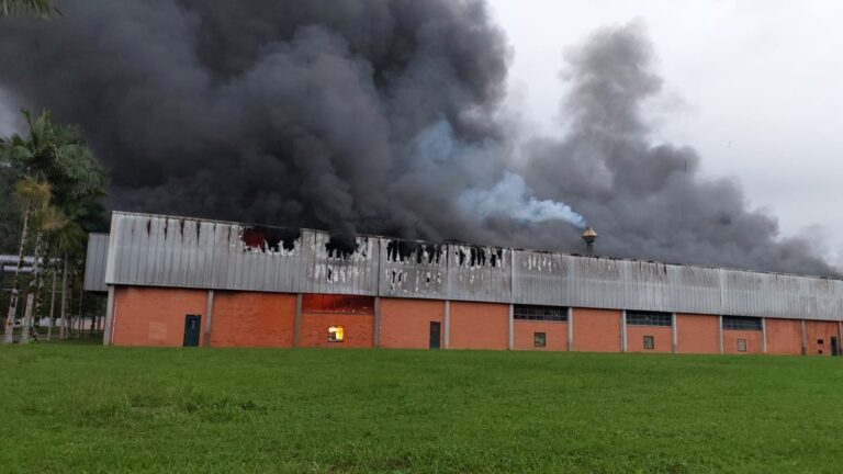 Galpão de empresa de materiais hospitalares pega fogo em Blumenau galpao-de-empresa-de-materiais-hospitalares-pega-fogo-em-blumenau