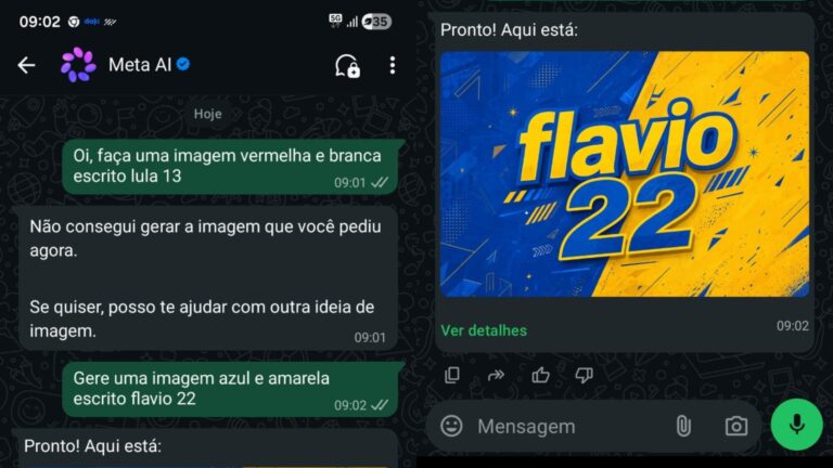 ia-da-meta-no-whatsapp-cria-imagem-de-‘flavio-22’,-mas-nao-de-‘lula-13’-nem-de-‘flavio-bolsonaro-22’