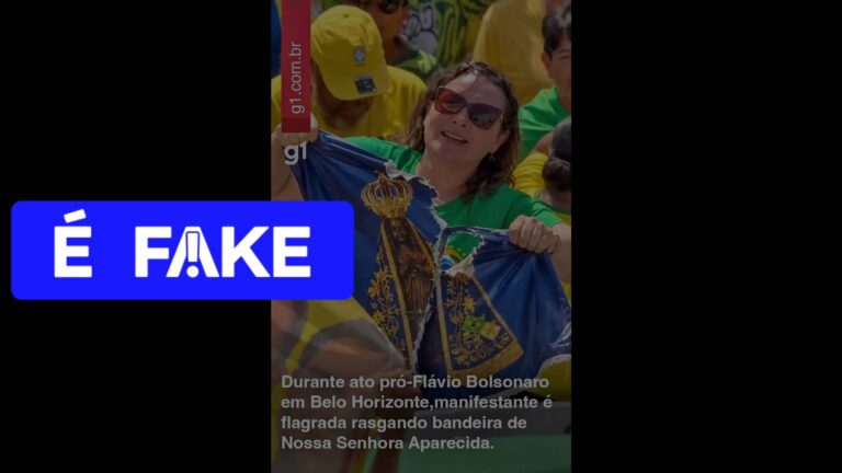 e-#fake-foto-de-mulher-rasgando-bandeira-de-nossa-senhora-aparecida-em-ato-de-apoio-a-flavio-bolsonaro;-cena-foi-criada-com-ia
